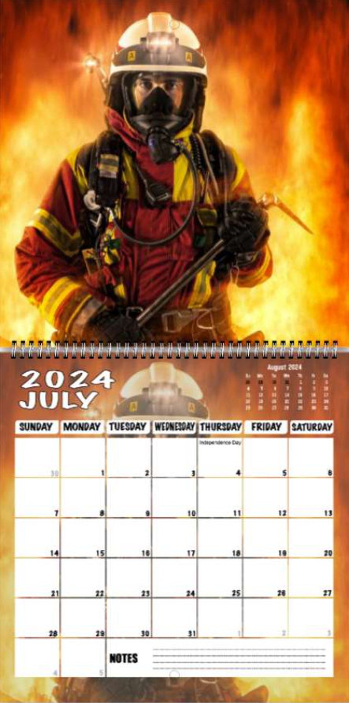 2024 Wall Calendar / Fireman Calendar / 12 Month Calendar / Etsy Canada