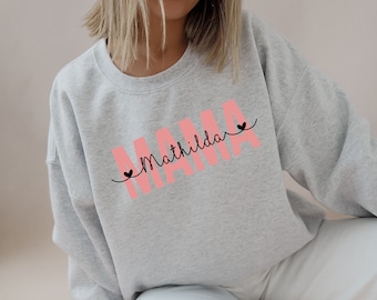 Benutzerdefinierte Mama Sweatshirt, personalisiert, Muttertagsgeschenk, Mama To Be Geschenk, Geschenk nach der Geburt, neue Mutter Geschenk, Geburtstagsgeschenk Mutter, neue Mutter Shirt