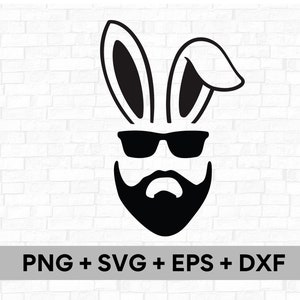 Bunny with Beard and Sunglasses - Instant Digital Download svg, png, dxf, and esp files included! Beard guy with bunny ears and sunglasses