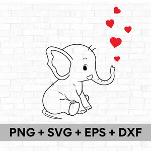 Baby Elefant mit Herzen SVG - Sofortiger digitaler Download svg, png, dxf, und eps-Dateien enthalten! Baby Elefant Dateien für Cricut oder ähnliche Dateien