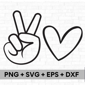 Peace and Love SVG - Download digitale istantaneo file svg, png, dxf ed eps inclusi! File tagliati a mano Peace and love per Cricut SVG tshirt