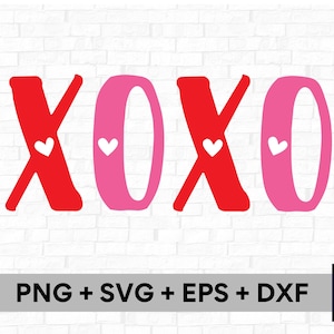 XOXO mit Herzen SVG - Sofortiger digitaler Download svg-, png-, dxf- und eps-Dateien enthalten! Umarmungen und Küsse SVG schneide Dateien oder für Cricut