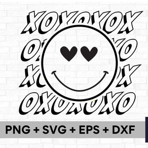 XOXO Smile Face SVG - directe digitale download svg-, png-, dxf- en eps-bestanden inbegrepen! xoxo smile face gesneden bestanden voor Cricut SVG-t-shirts voor jongens