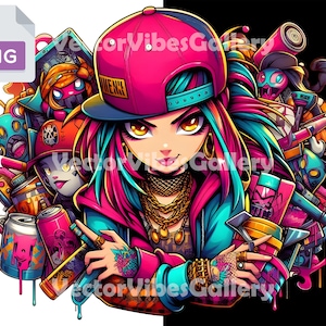 Cool Trap Girl Png, Urban Graphic Sublimation Design, Hip Hop Poster, Rap Music Vector Clipart, DTF Print For Girl, Digital Instant Download