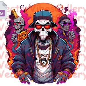 Gangsta Schädel png, Urban Sublimation Design, Graffiti Clipart, Hiphop Digital Cute Datei für Shirt, transparenter Hintergrund, sofort Download