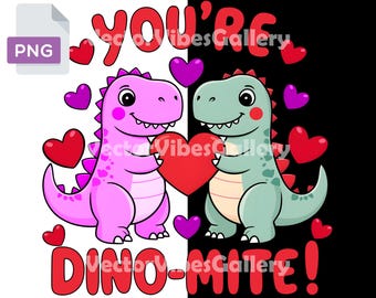 Dino-Mite Dinosaurier PNG, Valentinstag Clipart (digitaler Download)