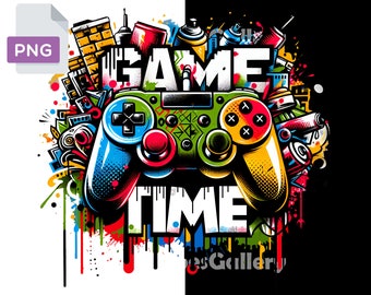 Gaming Controller PNG, Graffiti Sublimation Design (Digital Download)