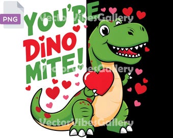 Dino-Valentinstag PNG, Dino-Mite Herz Clipart (digitaler Download)