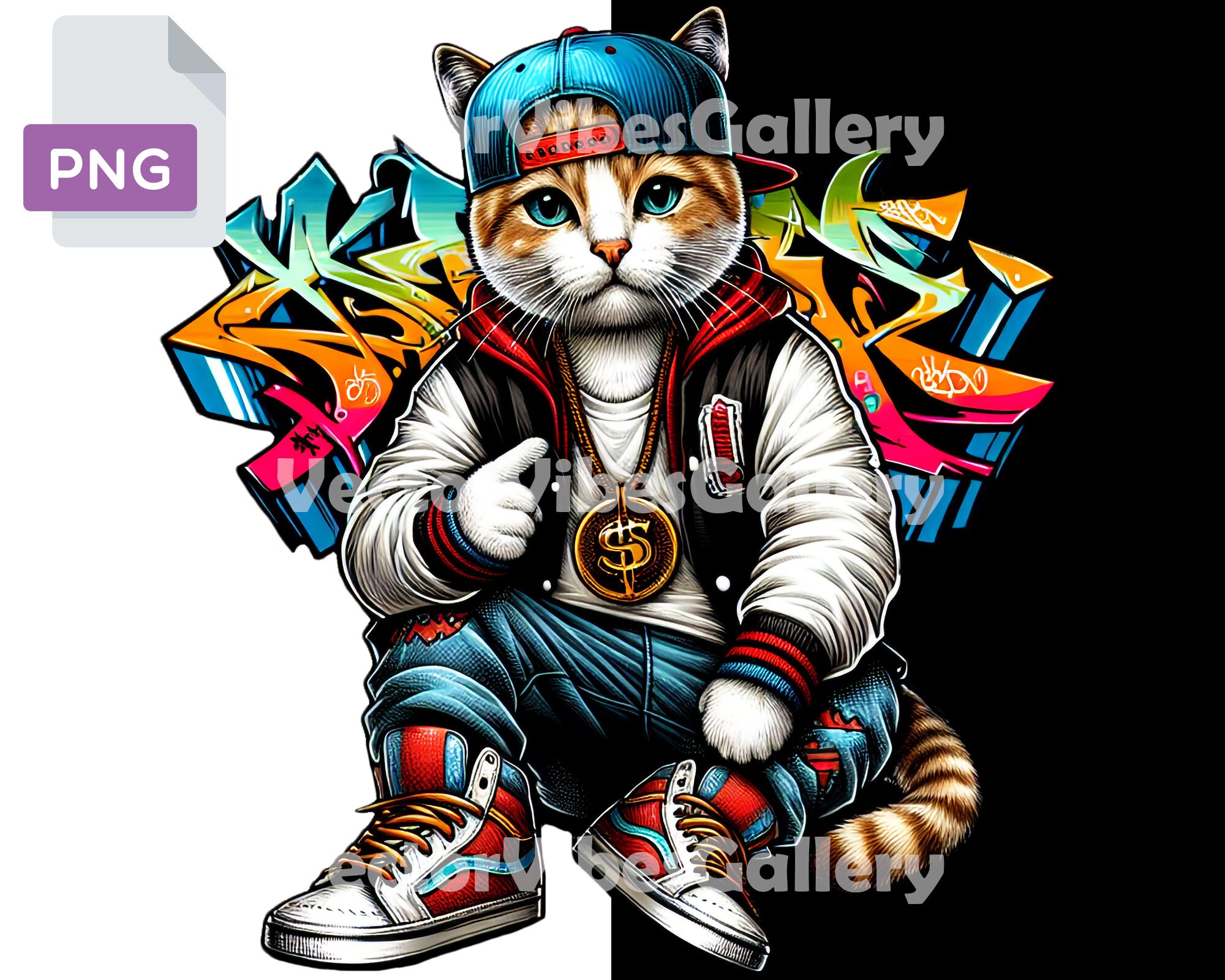 Streetwear Graffiti Cat PNG, Urban Sublimation Design (digital Download ...