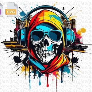 Graffiti Skullboy png, Svg, dtf, urban Clipart Sublimation design for t-shirt, Dh Skull, Digital Instant download
