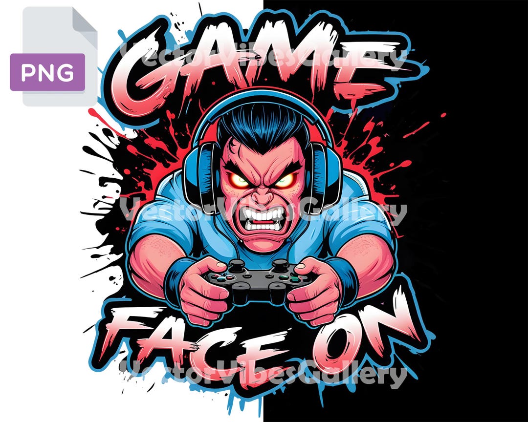 Game Face on PNG, Gamer Art, Controller Graphic (digital Download ...