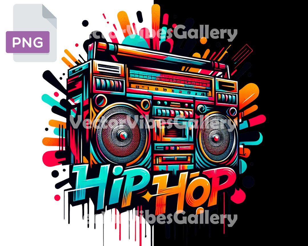 Boombox Hip Hop Graffiti Png, Urban Graphic Sublimation Design, Rap
