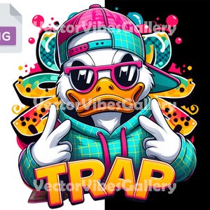 Graffiti Trap Ente Png, Urban Grafiken Sublimationsdesign, Hip Hop Poster, Vektor Vogel Clipart, DTF-Shirt, Hoodie, digitaler Sofort-Download