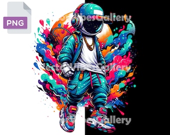 Streetwear Astronaut PNG, Cosmic Graffiti Clipart (Transparent Background)