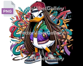 Urban Duck Girl PNG, Graffiti Clipart, Streetwear Design (300 DPI)