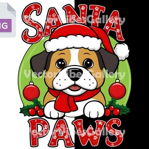 Santa Paws Christmas PNG, Cute Holiday Dog Clipart, Pet-Themed Digital Download for T-Shirts, Trendy Xmas Sublimation, Gift For Kids