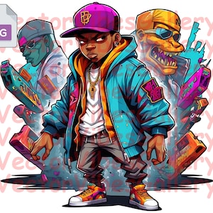 Streetwear design Png, Urban sublimation Clipart, Street Art digital for T-shirt, Hoodie, Wall print, Hip Hop Boy, Instant Download