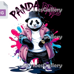 Drip Splash Panda PNG, Trendy and Stylish Streetwear Graffiti Sublimation Design for Custom Shirts, Hip Hop Vibes Clipart, Instant Download