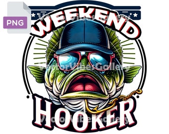 Weekend Hooker Fishing Design, Funny Summer Clipart (Digital Download)