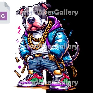ギャング ストリートウェア ピットブル PNG、アーバン グラフィック昇華デザイン、犬好きのシャツ、DTF ファイル、犬のクリップアート、デジタル インスタント ダウンロード