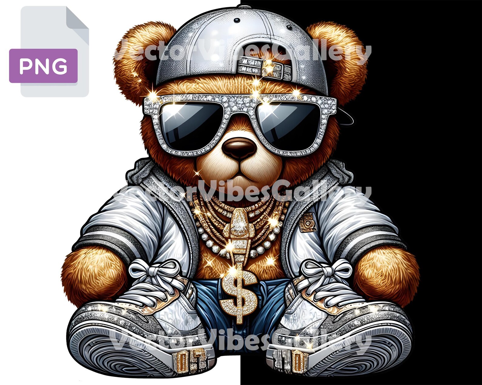 Hack Raper Bear Hip Hop Teddy Bear PNG, Bling Gangster Rapper Clipart (digital Download ...
