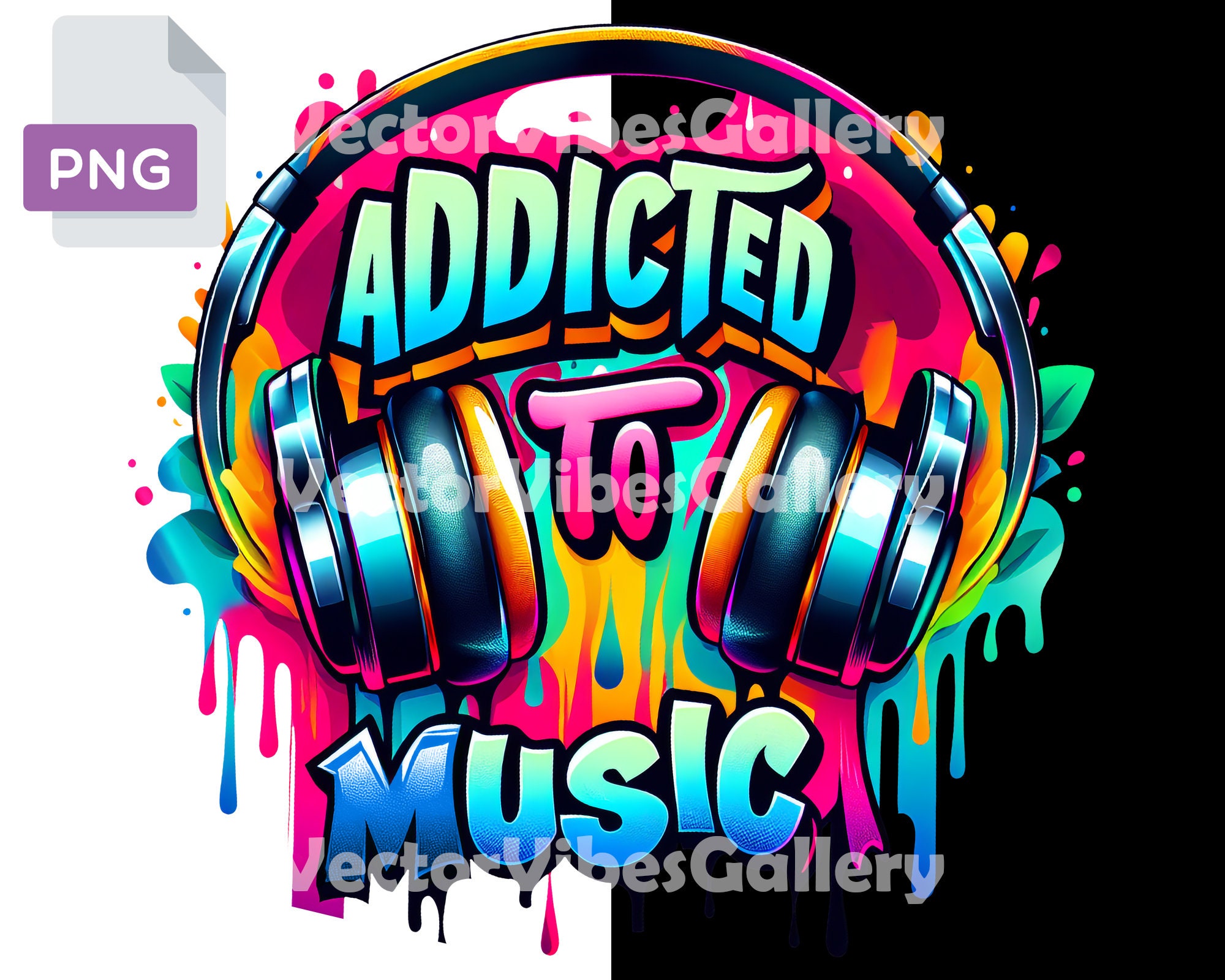 Addicted to Music Png, Graffiti Headphone Clipart, Urban