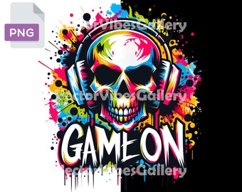 Colorful Graffiti Skull PNG, Gaming Sublimation Design