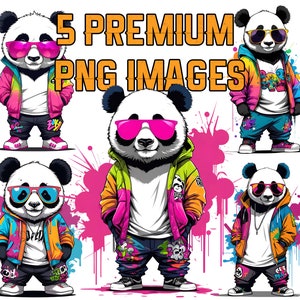 X5 Premium Streetwear Panda Png, Urban Sublimation Design, Graffiti Graphics, Hip Hop Vector Animal, Digital Instant Download