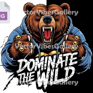 Dominate the Wild PNG, Fierce Animal Streetwear Design, Graffiti Urban Hip-Hop T-Shirt Sublimation, Savage Beast Digital Instant Download