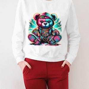 Streetwear Teddy Bear Png, Neon Colors Graffiti Sublimation Design ...