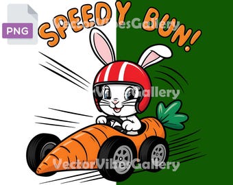 Racing Bunny PNG, Rabbit Clipart, Kids T-Shirt Design (Digital Download)