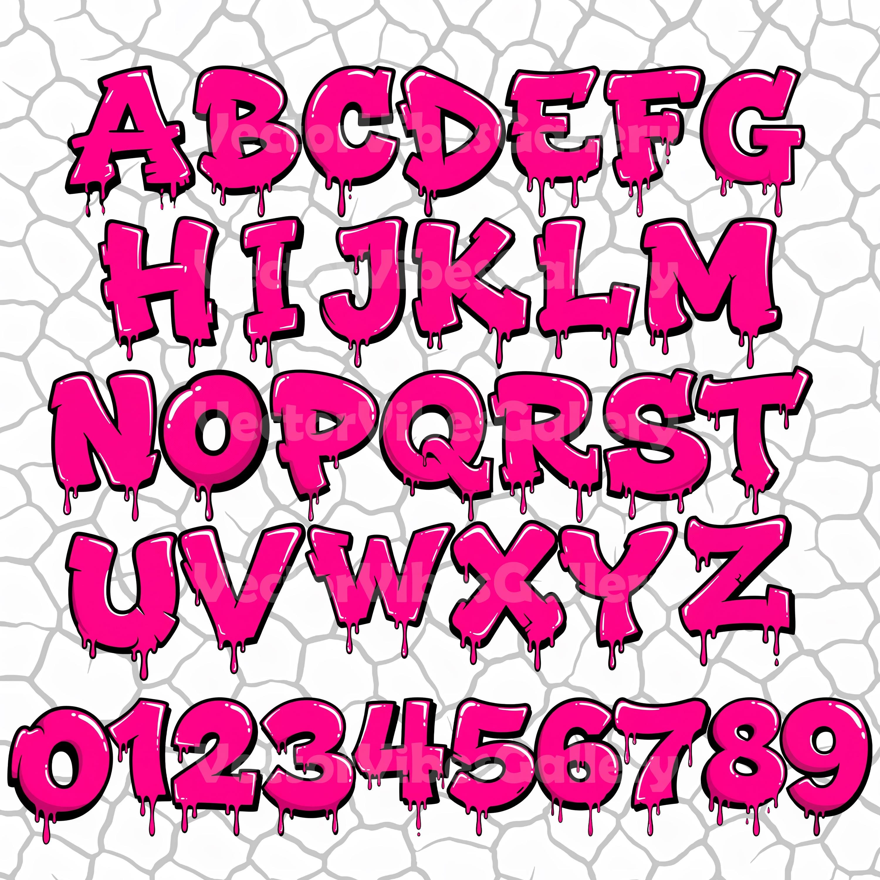 Graffiti Alphabet PNG, Urban Street Art Letters & Numbers 1-9