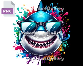 Grappige haai png, kinder T-shirt sublimatieontwerp (digitale download)