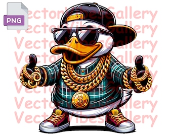 Gangster Duck PNG, Funny Clipart, Streetwear Design (Digital Download)