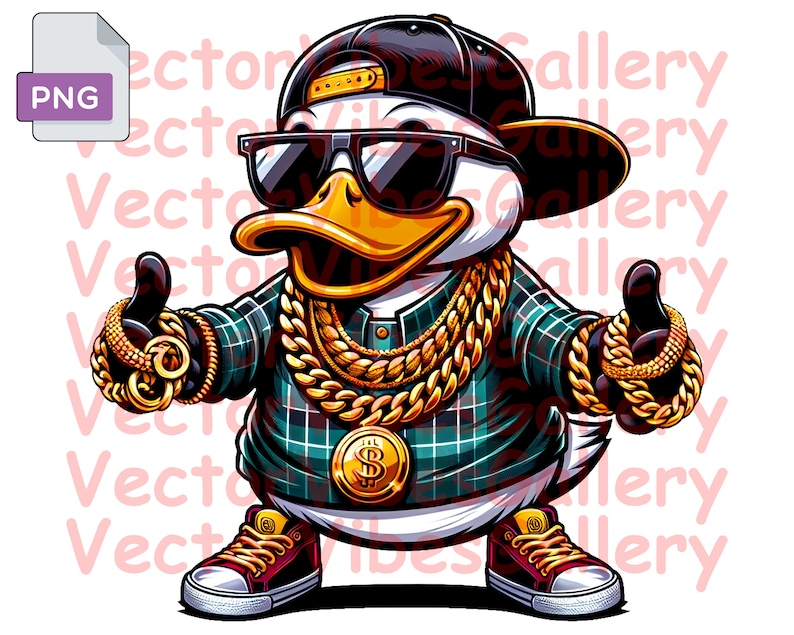 Cute Gangster Duck Png, Urban Sublimation Design, Trap Clipart