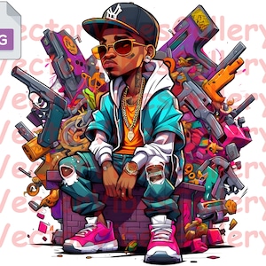 Rap Boy Png, Trap sublimation design , Urban Clipart, Downloadable Digital design, aesthetic hip hop, Instant Download