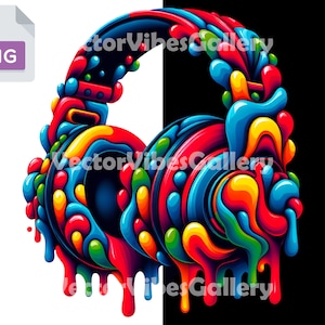 Colorful Dripping Headphones Png, Urban Sublimation Design, Graffiti Shirt, Games Lover Clipart, Music DTF File, Digital Instant Download