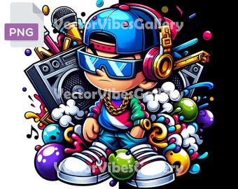 Urban Graffiti Clipart, Trap Boy PNG, DTF Rap Music File (Digital Download)