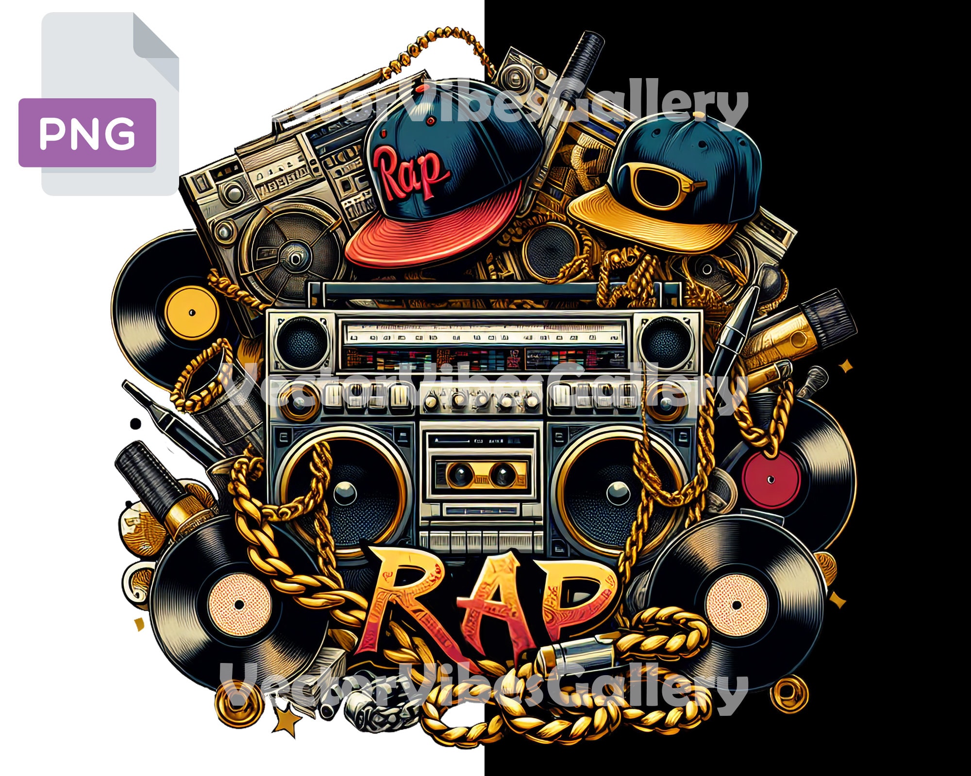 Old School Music Png, 90's Rap Sublimation Design, Urban