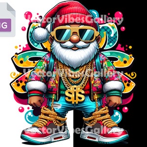 Streetwear Retro Santa Claus Png, Urban Graphic Sublimation Design, Graffiti DTF, Christmas Shirt Designs, Digital Instant Download