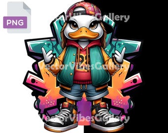 Hip Hop Duck PNG, Graffiti Cartoon Clipart (Digital Download)