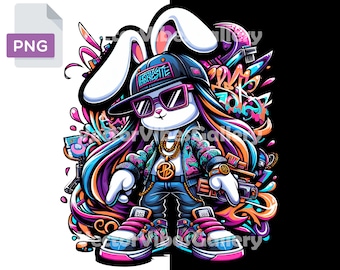Chica conejita urbana PNG, grafiti urbano (300 DPI)
