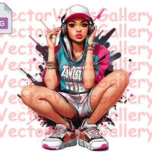 Streetwear  Girl Png, Urban Sublimation Design, Graffiti Clipart for T-shirt, Hip Hop, Trap, Commercial Use, Digital Instant Download