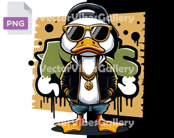 Graffiti Cartoon Duck PNG, Urban Streetwear Image (Digital Download)