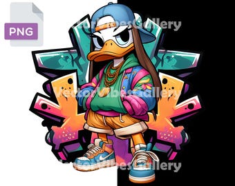 Hip Hop Duck Girl PNG, Urban Graffiti Clipart (Digital Download)