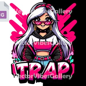 Trap Girl Png, Urban Graphic Sublimation Design, Rap Music T-shirt, Graffiti DTF, Hip Hop poster, Transparent Background, Instant Download
