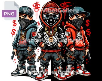 Streetwear Gang PNG, Urban Hip Hop Graphics, Rap Sublimation Design (Digital Download)