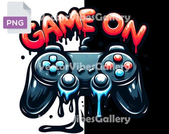 Dripping Game Controller PNG, Graffiti Sublimation Design (Digital Download)