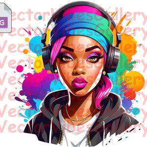 Afro American Girl Png, Urban sublimation design, Graffiti Abstract Clipart, Streetwear Abstract, Magical Women, Instant Download