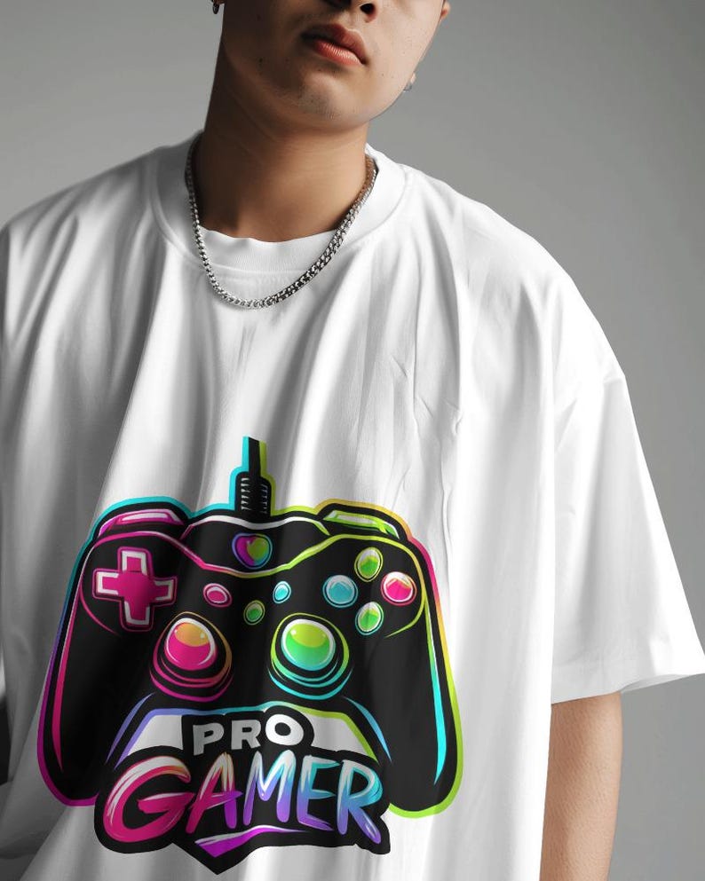 Black Pro Gamer PNG, Neon Gaming Controller Design (digital Download ...